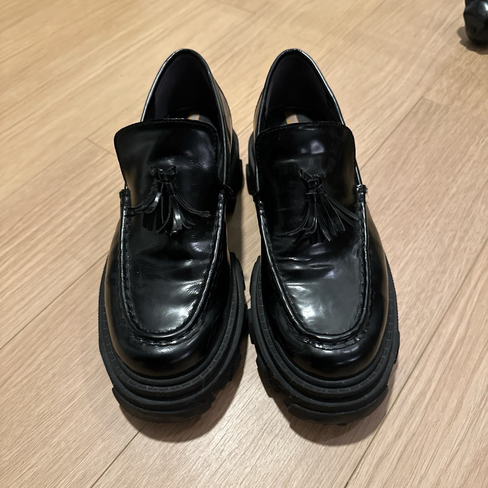 Sam Edelman Black Leather Flats with Platform Sole